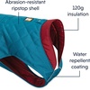 image:imageRuffwear Stumptown Quilted Dog Jacket Insulated WaterResistant Winter Coat with Reflective Trim amp Leash Portal Easy OnOff Buckles Durable ColdWeather Layer River Rock Green MediumMetolius Blue